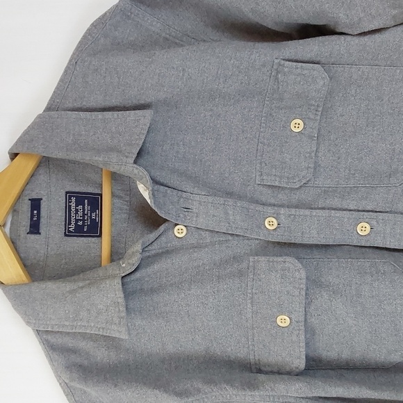 Abercrombie & Fitch Mens Gray Soft Cotton Button Down Shirt Pockets Sz.XXL - Picture 2 of 9